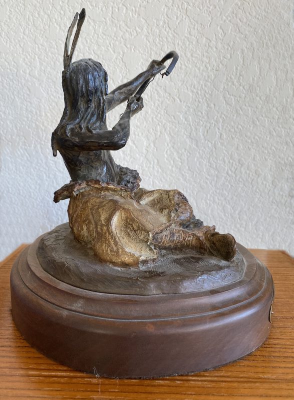 Bill Nebeker I Will Tell Of The Hunt Native American Indian body arrow hunter western bronze sculpture side