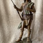 Bill Nebeker Watching' For The Long Knives Native American Indian figure figurative buffalo skull western bronze sculpture