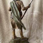 Bill Nebeker Watching' For The Long Knives Native American Indian figure figurative buffalo skull western bronze sculpture back
