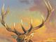 “Catching The Last Light Of Day” Jie Wei Zhou Jie Wei Zhou Catching The Last Light Of The Day elk bust wildlife oil painting