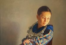 Jie Wei Zhou Contemplation portrait figure figurative Asian Chinese woman oil painting