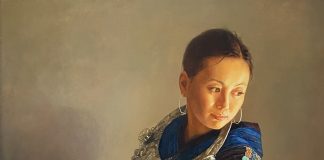 Jie Wei Zhou Contemplation portrait figure figurative Asian Chinese woman oil painting
