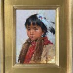 Jie Wei Zhou Innocent Native American portrait girl female woman portrait figure figurative oil painting framed