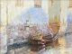 Jie Wei Zhou Quiet Afternoon boat water river China landscape oil painting