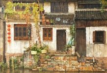 Jie Wei Zhou SuZhou Shanghai China architecture oil painting