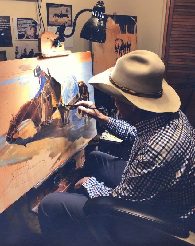 Tom Dorr artist cowboy painting easel paint photo