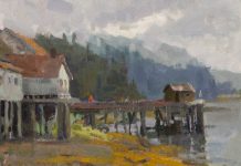 Kevin Macpherson Alaskan Colors Alaska pier lake ocean fish fishing fisherman landscape oil painting