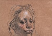 Sherrie McGraw Portrait female woman drawing sketch conte crayon original