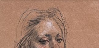 Sherrie McGraw Portrait female woman drawing sketch conte crayon original