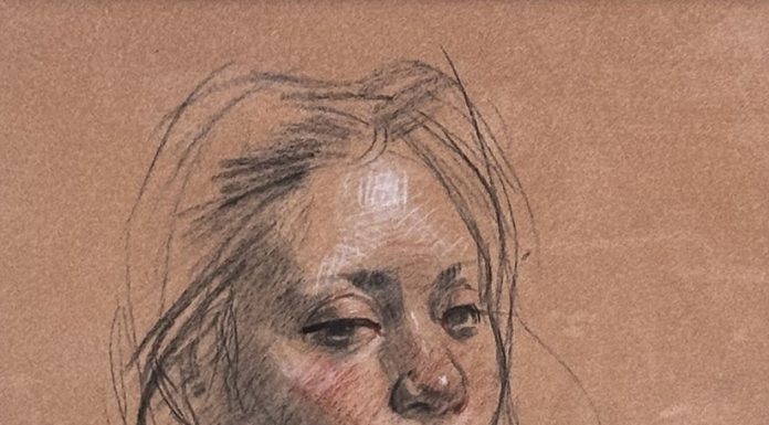 Sherrie McGraw Portrait female woman drawing sketch conte crayon original