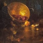 Sherrie McGraw The Brass Bowl fruit copper pot fruit onion still life oil painting