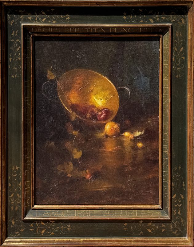 Sherrie McGraw The Brass Bowl fruit copper pot fruit onion still life oil painting framed