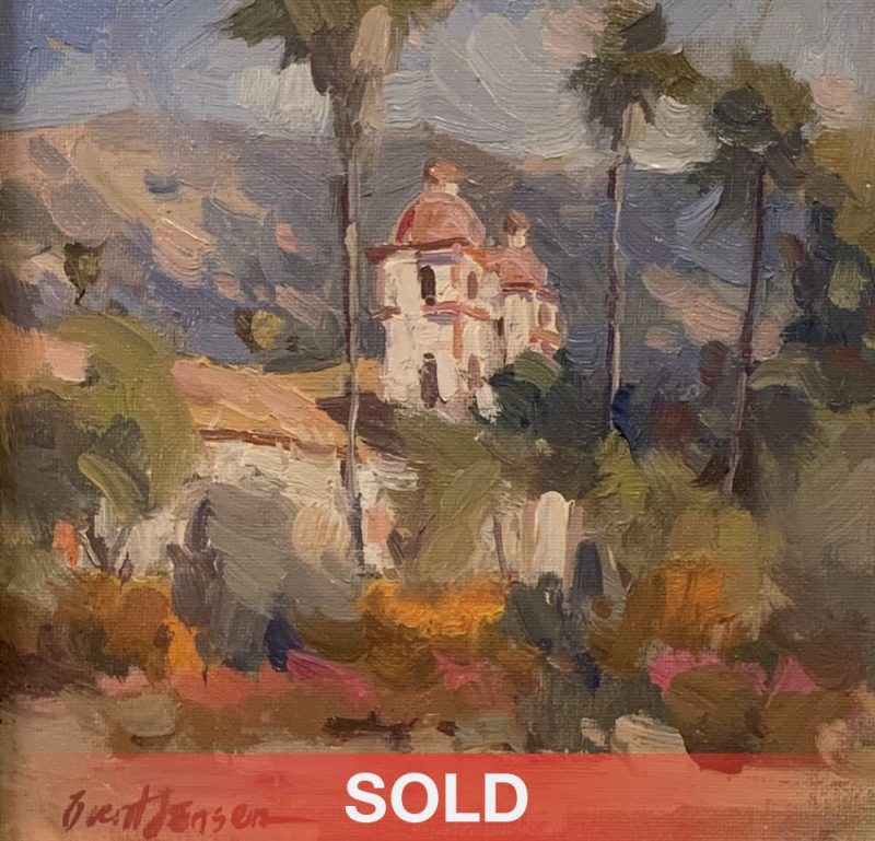 Brent Jensen Santa Barbara Mission architecture architectural oil painting sold