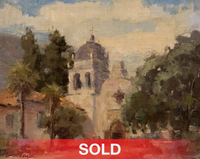 Brent Jensen Santa Barbara Mission architecture architectural oil painting sold