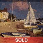 Calvin Liang Newport Beach California ocean boat sailboat seascape oil painting sold