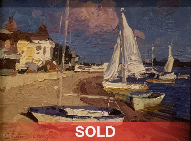 Calvin Liang Newport Beach California ocean boat sailboat seascape oil painting sold