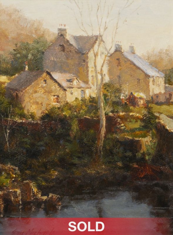 Eric Michaels Banks Of Conwy Wales Europe United Kingdom village architecture house building sea landscape oil painting