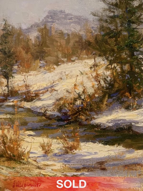 Eric Michaels Snowy Creek river stream snow creek landscape oil painting sold