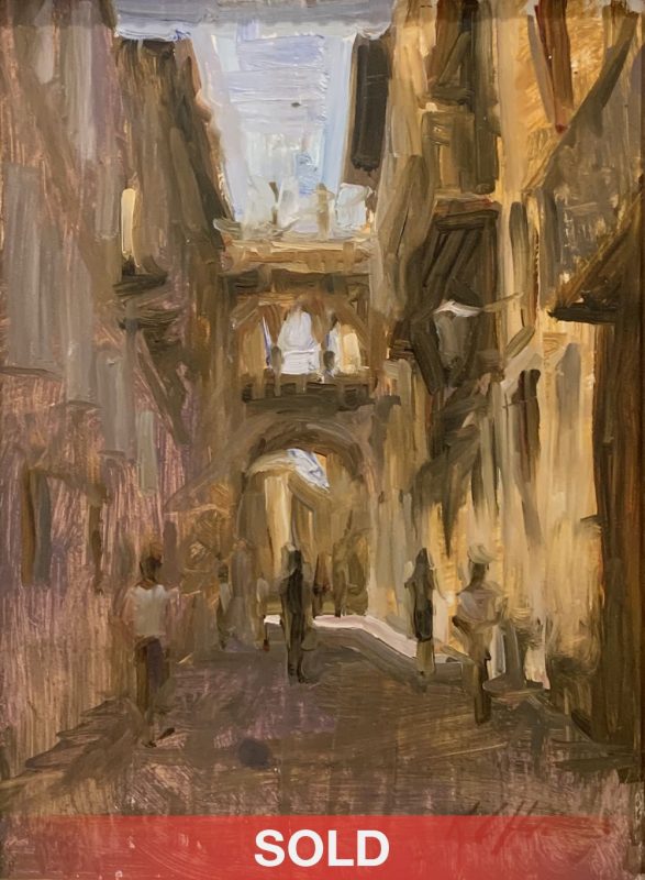 Karen Offutt Venice Street Italy Europe architecture building oil painting sold