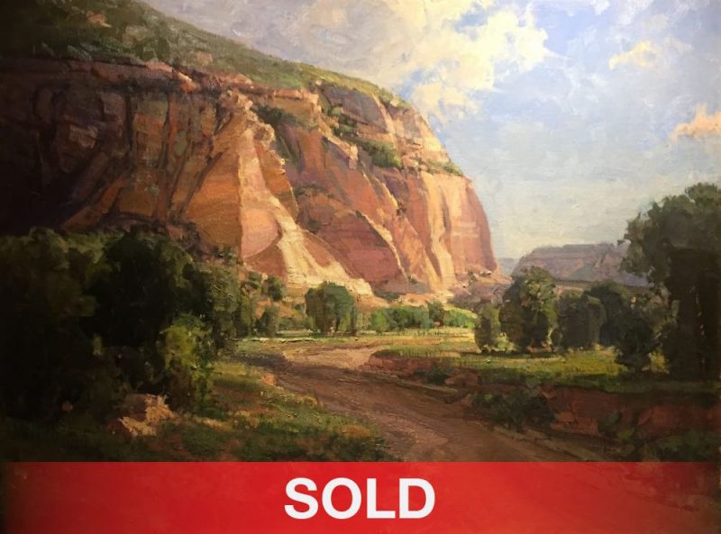 Kathryn Stats Barracks Ranch mountain road landscape oil painting