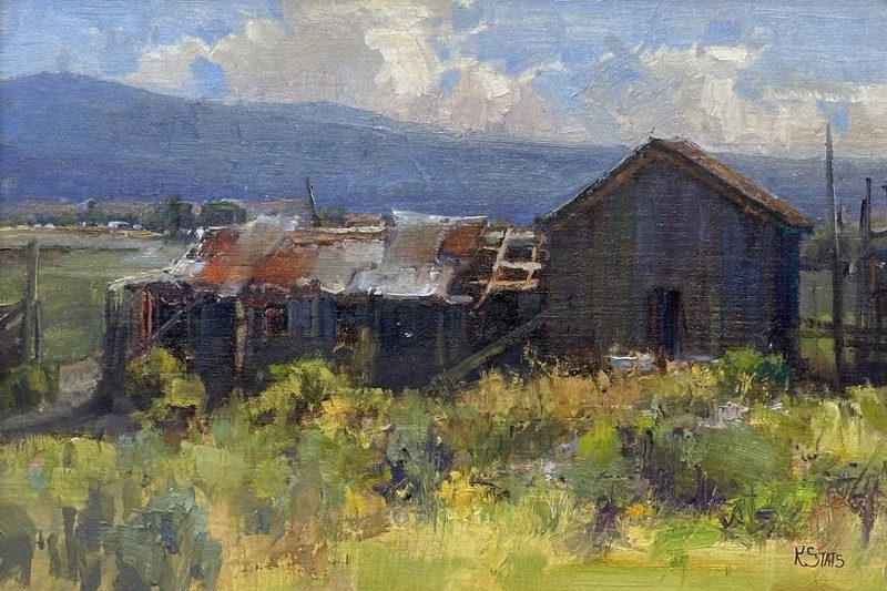 Kathryn Stats Time Travel barn ranch farm architecture architectural western oil painting landscape