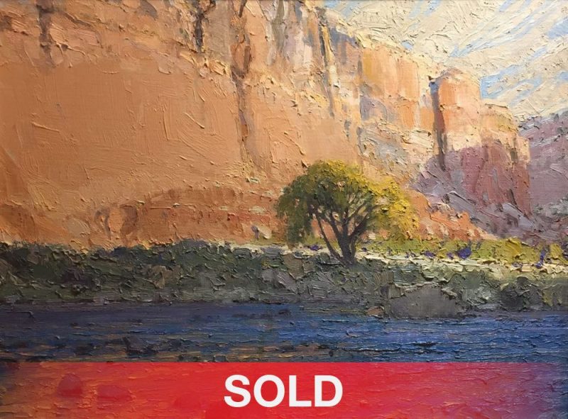 Len Chmiel Hot And Heavy canyon wall river stream tree landscape oil painting