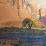 Len Chmiel Hot And Heavy canyon wall river stream tree landscape oil painting