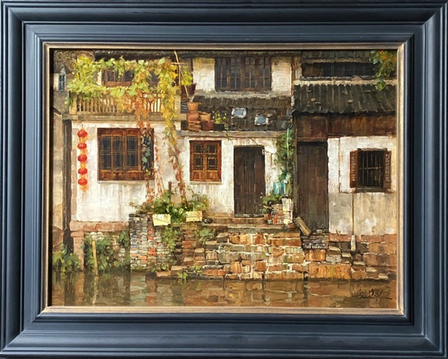 Jie Wei Zhou SuZhou Shanghai China architecture oil painting framed