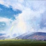 Michael Albrechtsen Spring Snow clouds rainbow mountains western landscape oil painting