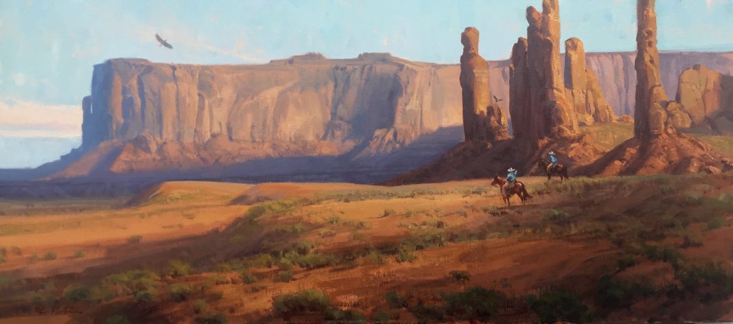 Michael Albrechtsen Standing Tall cowboy horse western oil painting