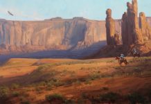 Michael Albrechtsen Standing Tall cowboy horse western oil painting