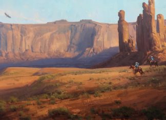 Michael Albrechtsen Standing Tall cowboy horse western oil painting