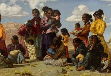 R. Brownell McGrew Browny Brownie On The Hill Native American woman children Navajo portrait figure figurative western oil painting