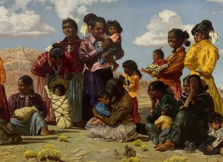R. Brownell McGrew Browny Brownie On The Hill Native American woman children Navajo portrait figure figurative western oil painting