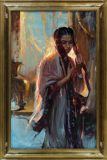Daniel Gerhartz Jewel figure figurative woman girl female impressionistic oil painting framed