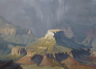 John Cox Rain Over Cheops Temple Grand Canyon National Park western landscape oil painting