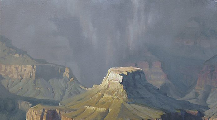 John Cox Rain Over Cheops Temple Grand Canyon National Park western landscape oil painting