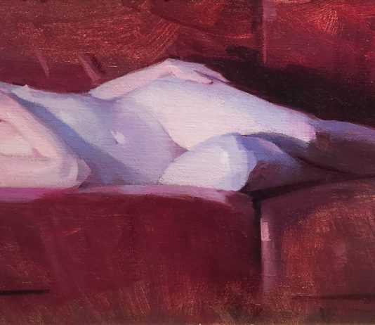 Robert Lemler Reclining Nude figure figurative naked woman female body oil painting