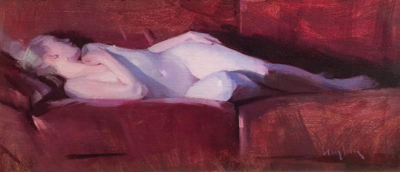 Robert Lemler Reclining Nude figure figurative naked woman female body oil painting