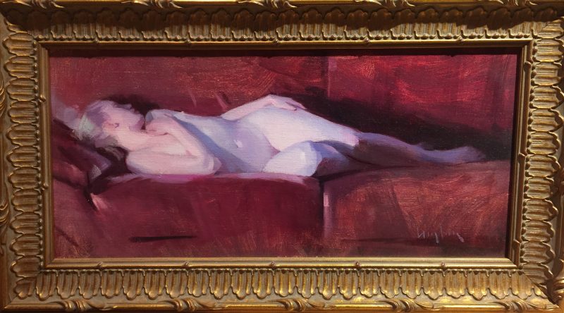 Robert Lemler Reclining Nude figure figurative naked woman female body oil painting framed
