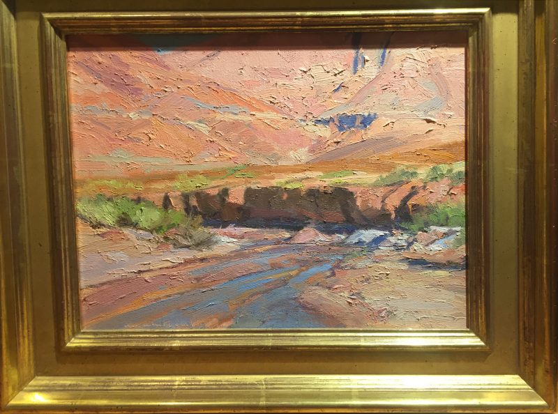 Skip Whitcomb Last Night's Rain desert river stream western oil landscape painting framed