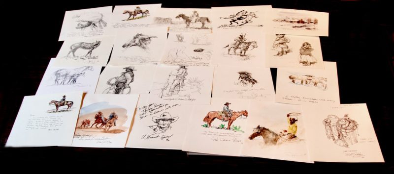 Cowboy Artists of American portfolio Howard Terpning, Frank McCarthy, Melvin Warren drawing watercolor Native American Indian horse western art long
