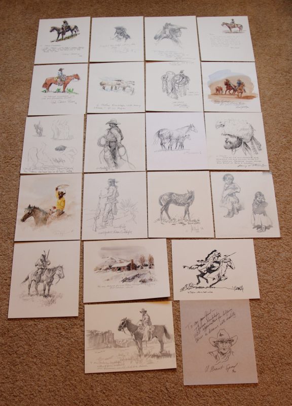 Cowboy Artists of American portfolio Howard Terpning, Frank McCarthy, Melvin Warren drawing watercolor Native American Indian horse western art vertical