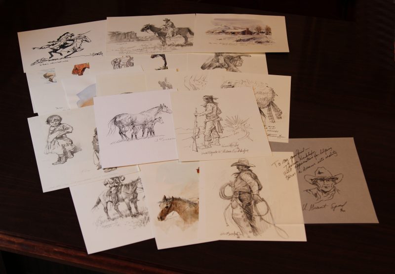 Cowboy Artists of American portfolio Howard Terpning, Frank McCarthy, Melvin Warren drawing watercolor Native American Indian horse western art
