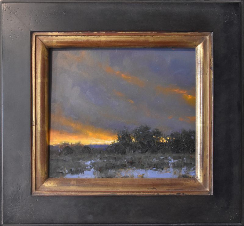 Dan Young A Western Sunrise snow trees Colorado landscape oil painting framed