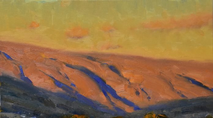 “Late October Evening” Dan Young Dan Young Late October Evening mountain shadows Colorado landscape oil painting