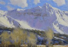 Dan Young Spring Weather snow mountain Colorado landscape oil painting