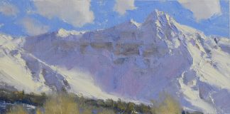 Dan Young Spring Weather snow mountain Colorado landscape oil painting