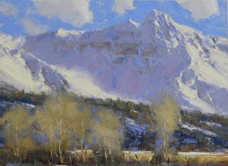 Dan Young Spring Weather snow mountain Colorado landscape oil painting
