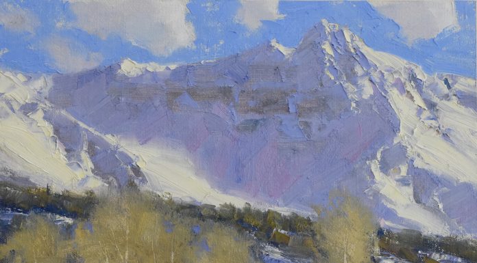 “Spring Weather” Dan Young Dan Young Spring Weather snow mountain Colorado landscape oil painting